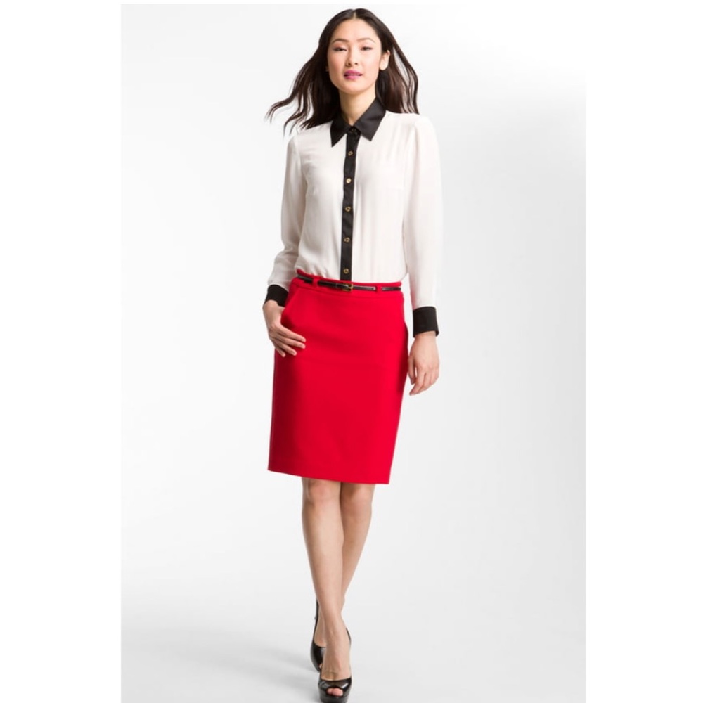 Red pencil skirt